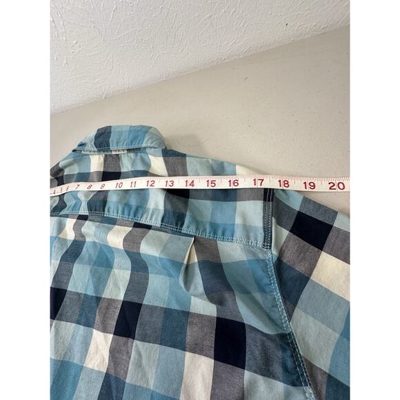 North Face Shirt Mens M Blue Plaid Short Sleeve Button Up Camp Core, Hiking Nerd - Picture 4 of 14
